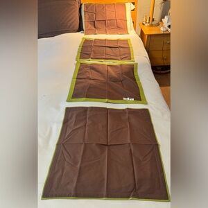 Cotton Contemporary Napkins 4. Brown & Lime. NWT